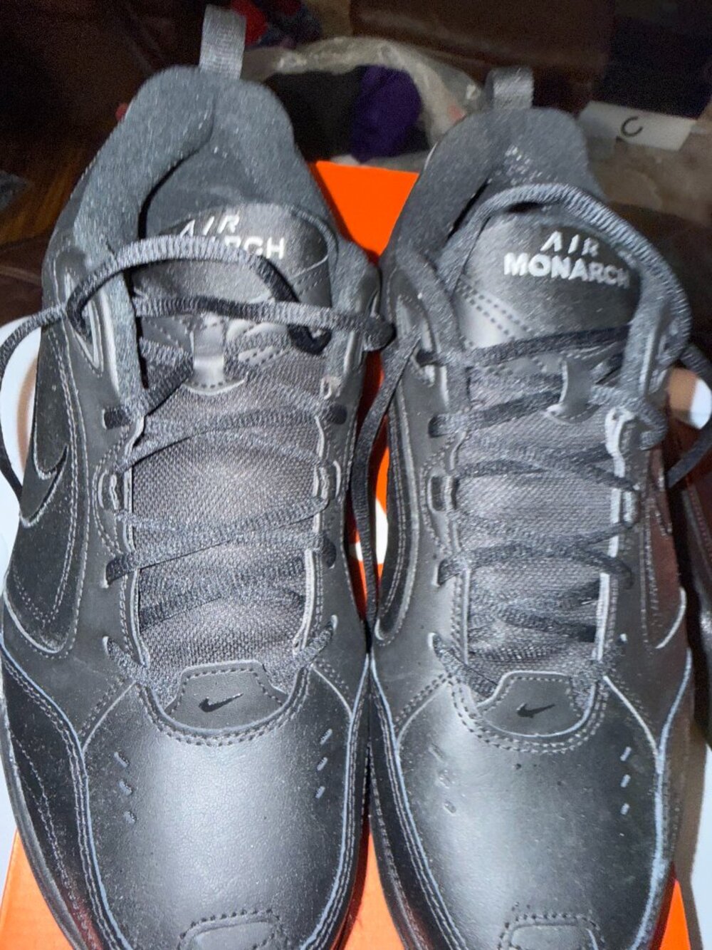 Nike Air Monarch IV Triple Black Men’s Size 14 Leather Sneakers
